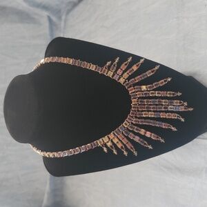 Glass Tile Bead Fringe Necklace